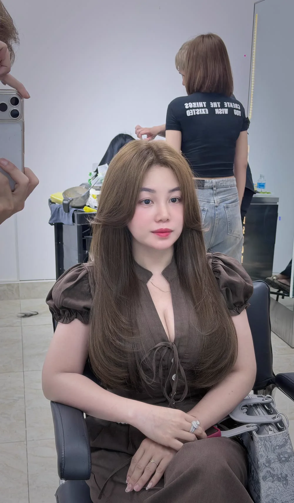 Nhuộm nâu layer bồng bềnh tại Khang Designs
