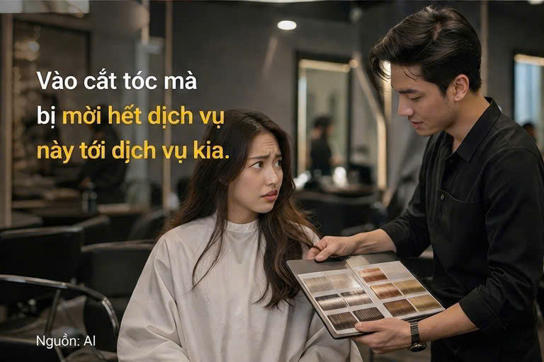 Nỗi lo bị mời bán thêm dịch vụ khi vào làm tóc